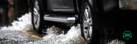Driving through flood water